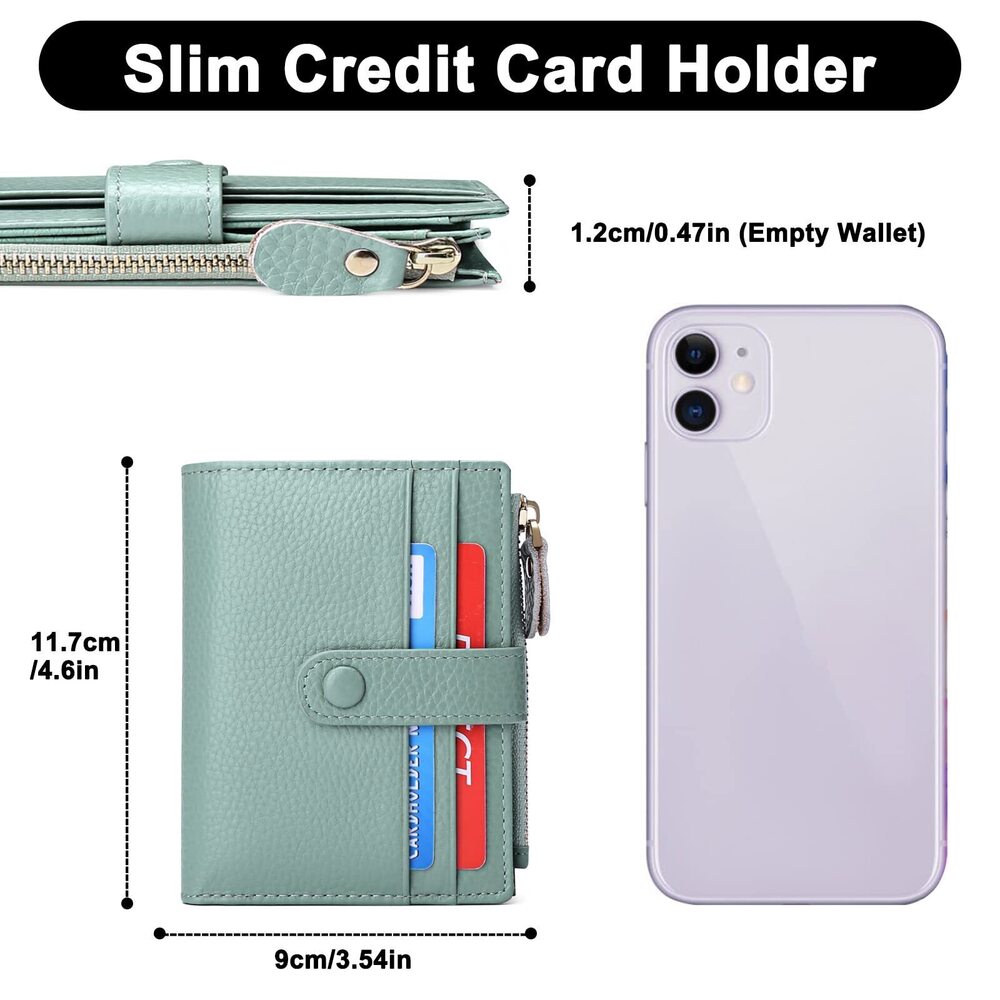 7736 Small Wallets RFID Blocking Slim Bifold Leather Wallet with Zipper - Picture 3 of 7
